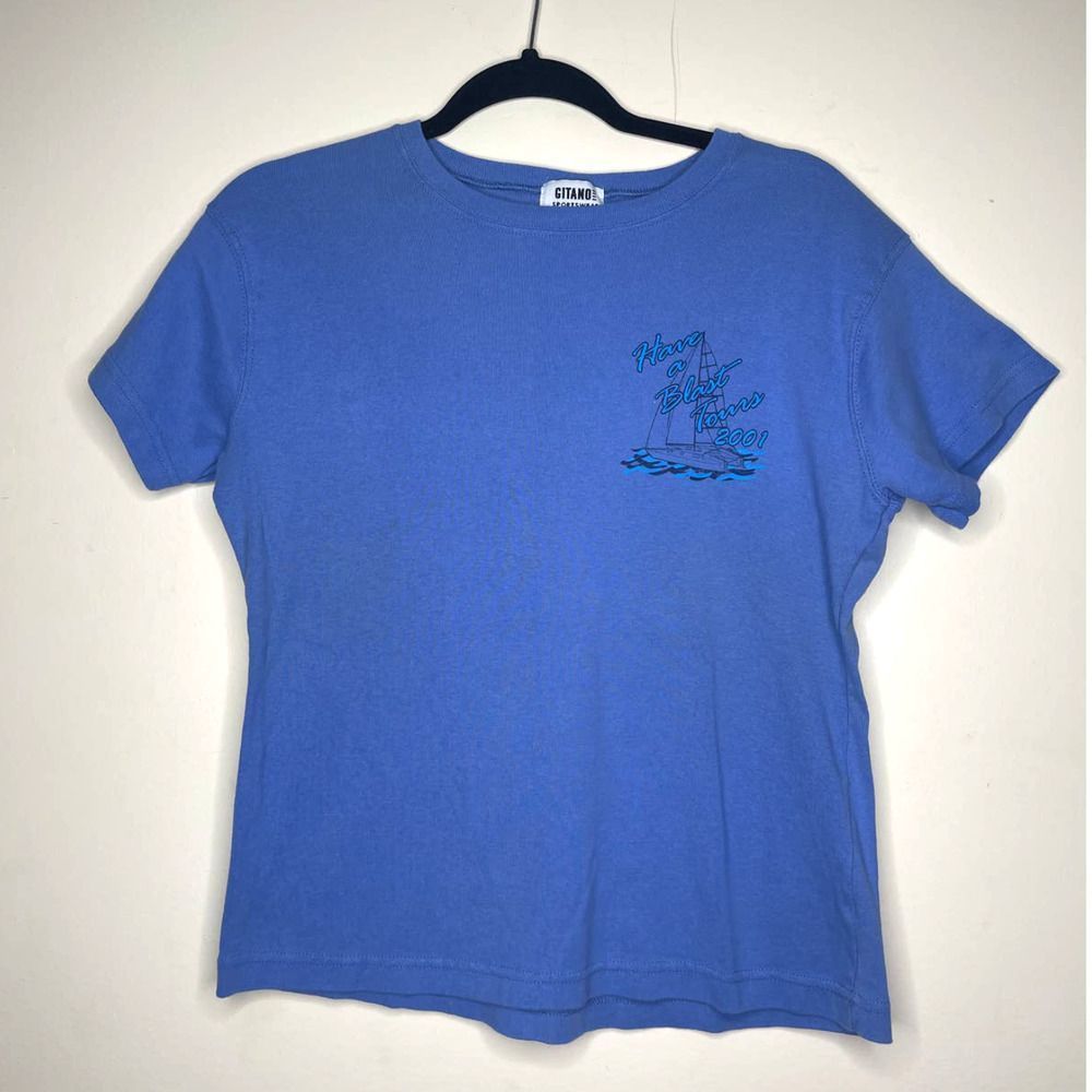 Vintage Gitano‎ Have a Blast Tours 2001 Blue XL top Y2K
